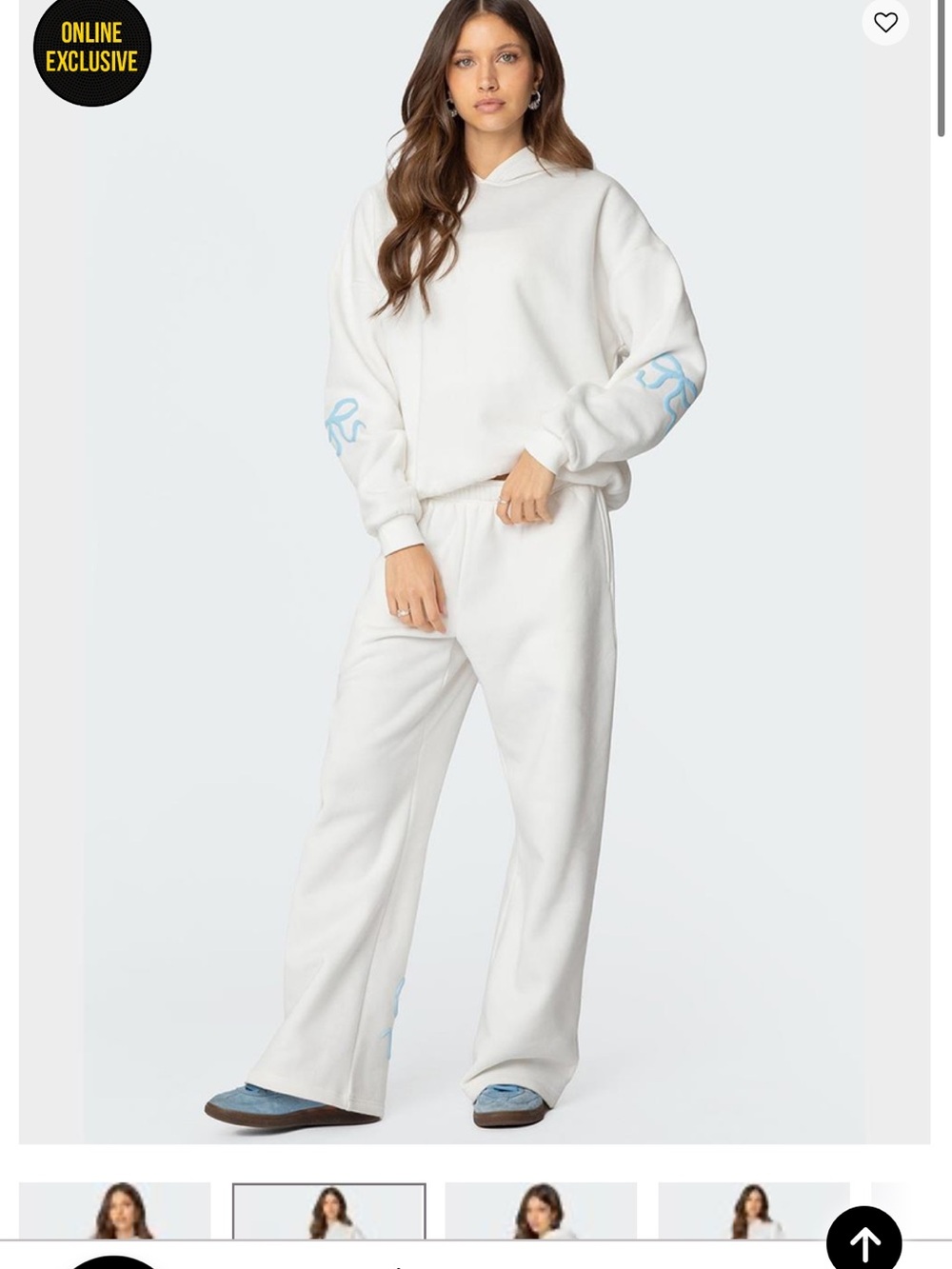 Edikted White Hooded Pajama Set with Blue bows